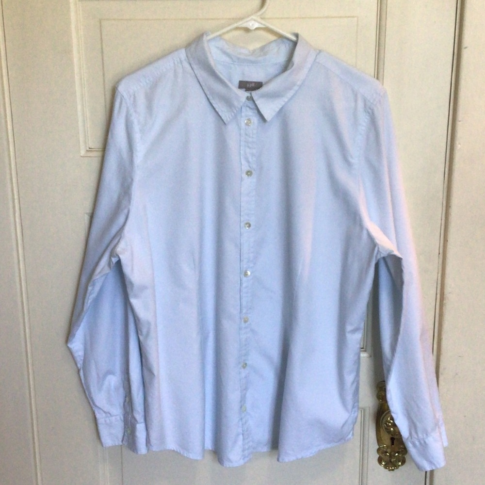 J. Jill Pale Blue 100% Cotton Button Down Shirt